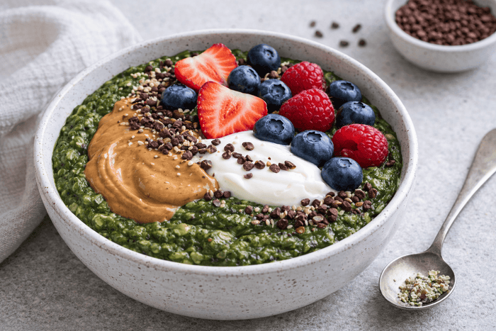 porridge mit grüner zutat un dobst